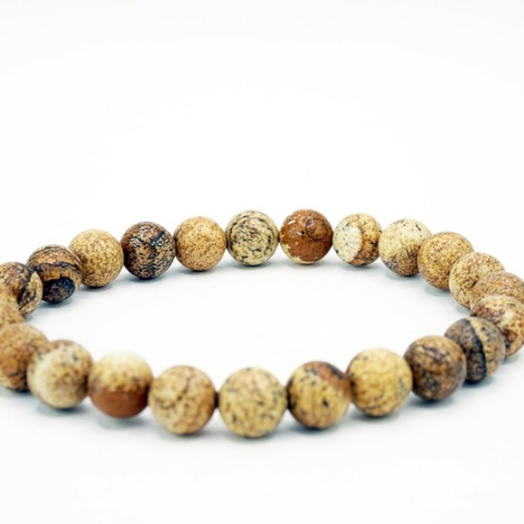 Natural Stone Bead Bracelet Stretch Browns Matte - Picture 2 of 2